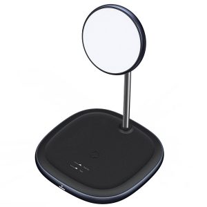 پایه نگهدارنده مگنتی و شارژر وایرلس بیسوس Baseus Swan 2-in-1 Wireless Magnetic Charger 20W WXSW-C01